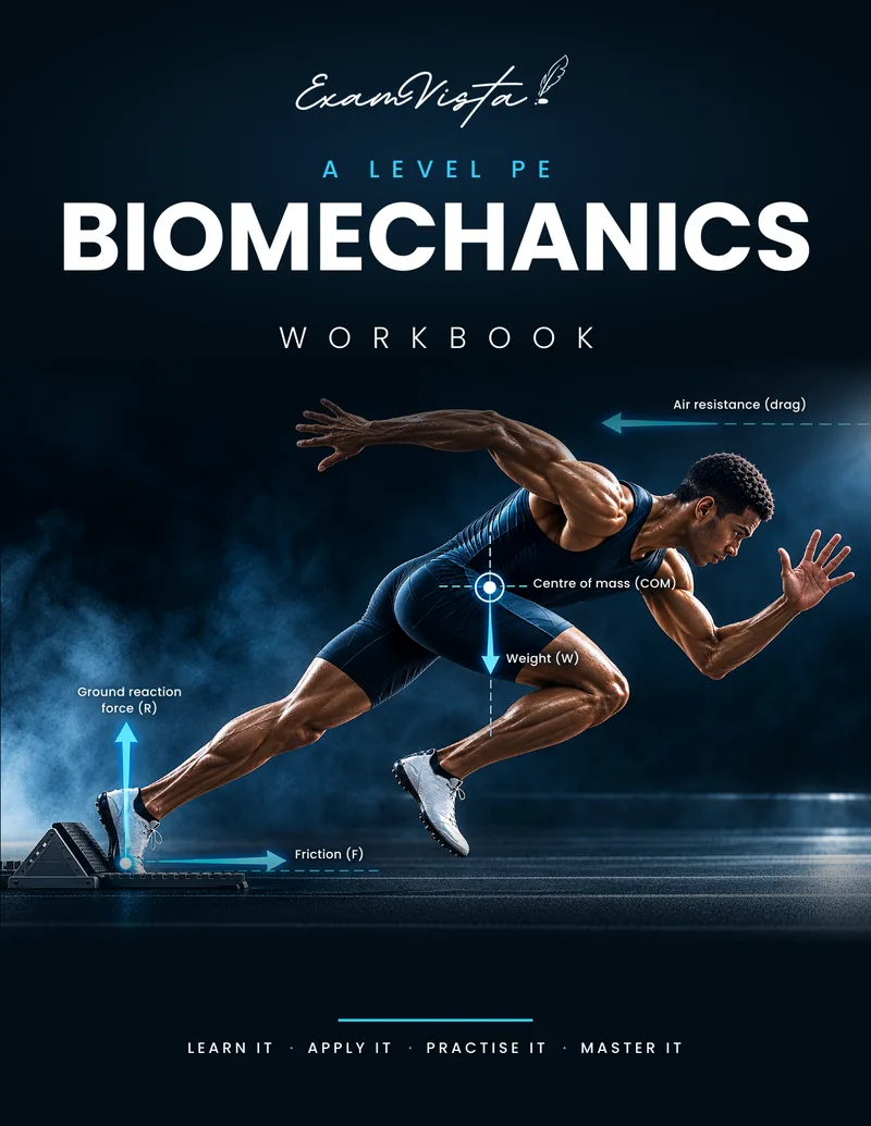 Cover of the Exam Vista A Level PE Biomechanics workbook
