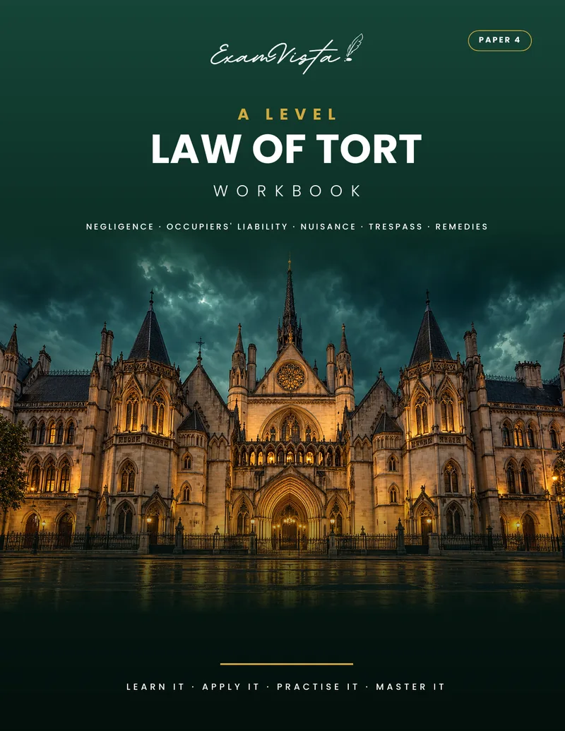 Cover of the Exam Vista A Level Law of Tort workbook, Paper 4